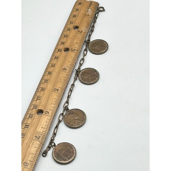 Vintage one cent penny coin charm bracelet - Picture 5 of 5